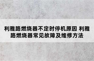 利雅路燃烧器不定时停机原因 利雅路燃烧器常见故障及维修方法